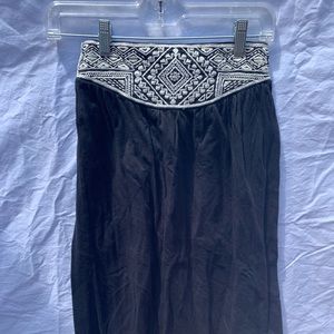 Black Maxi Skirt with Embroidered Waistband